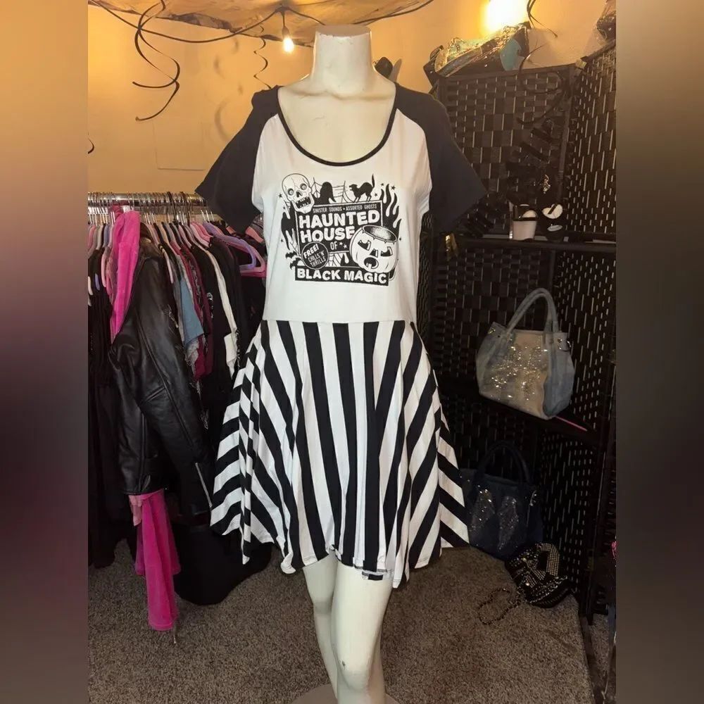 Sourpuss Haunted Raglan Skater Dress